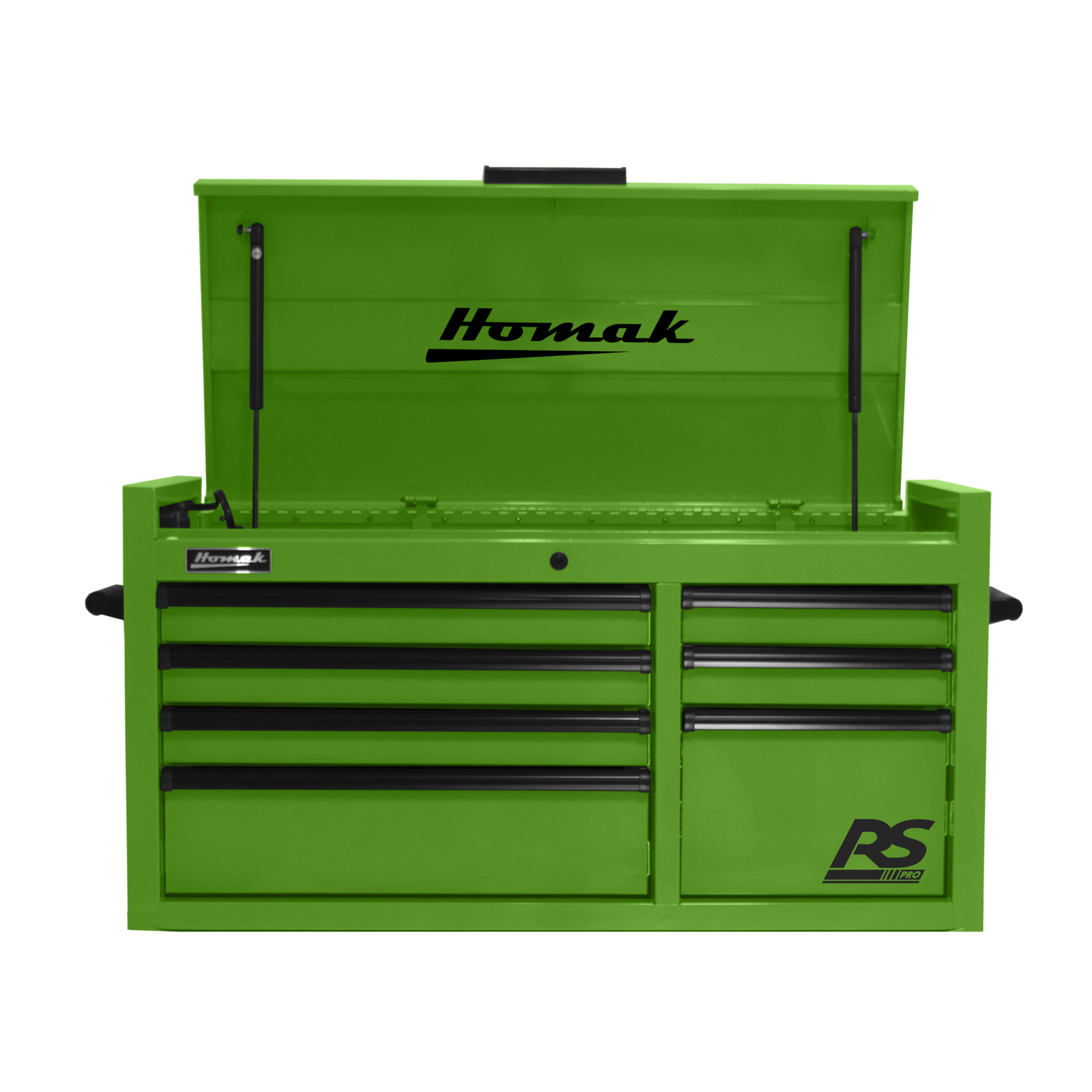 Homak RS Pro, 41in. RS PRO 7 DWR TOP CHEST WITH OUTLET-LIME GREEN, Width 40.5 in, Height 21.375 in, Color Green, Model# LG02004173